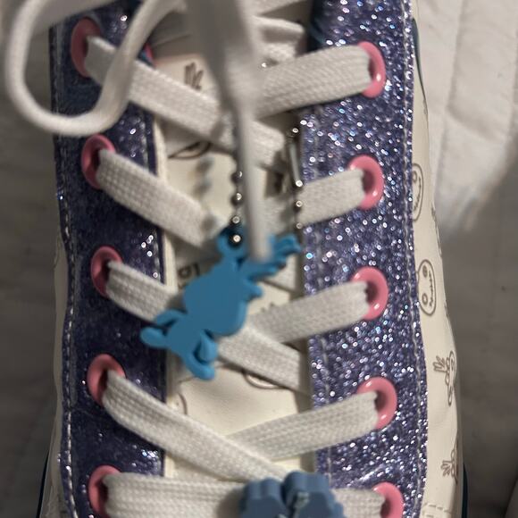 Authentic Disney Stitch Ohana Sneakers Blue Glitter Cute Print 
Casual Low Tops - Picture 4 of 7